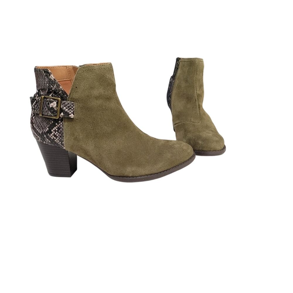 Vionic Naomi Suede Snake Print Water Resistant Ankle Boots Size 8